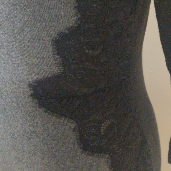 Vince Camuto black & gray colorblock 3/4 sleeve bodycon dress w lace accents_PS - Picture 7 of 10